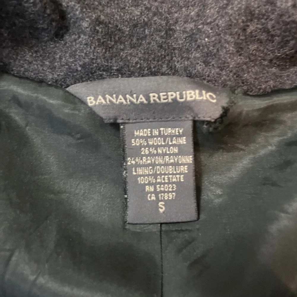 Banana Republic Womens Charcoal Gray Wool Blend 3 Button Car Coat Jacket Small